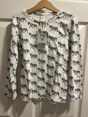 kate quinn White Long Sleeve Top with Black Zebra Print